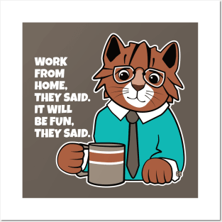 Work From Home Office Cat Posters and Art